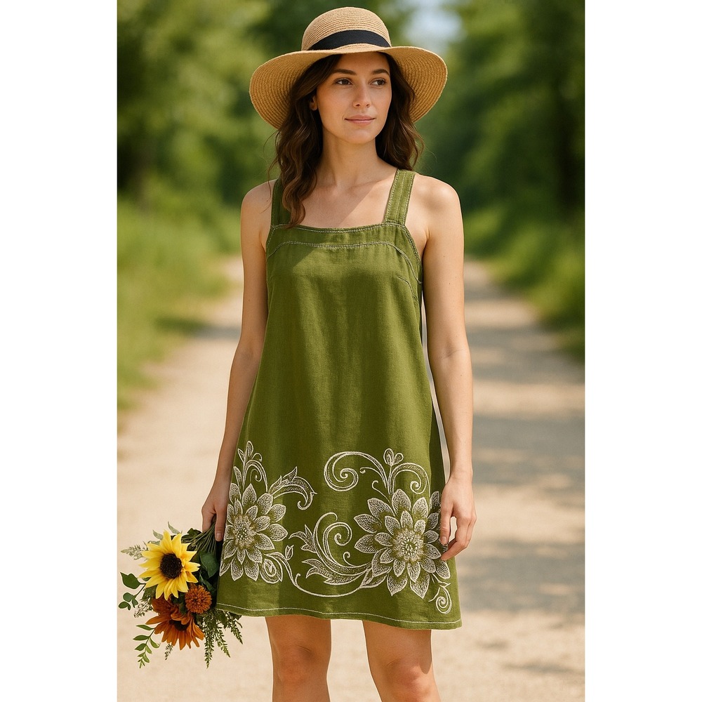 Max Studio Green Linen Blend Dress‎ – Size M